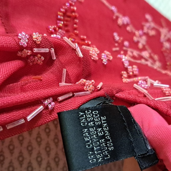 BCBG Max Azria Long Red Dress with Beads and Spaghetti Straps - Picture 7 of 9